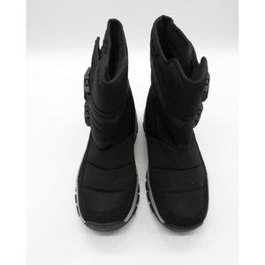 Men Size 4 Women Size 6 Black Snow boots Hook Loop Closure
